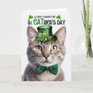 Champagne Tabby Cat St CATrick's Day Lucky Charm Feiertagskarte