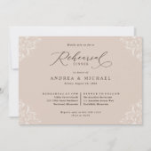 Champagne Tan Wedding Probe Dinner Einladung (Vorderseite)