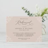 Champagne Tan Wedding Probe Dinner Einladung (Stehend Vorderseite)
