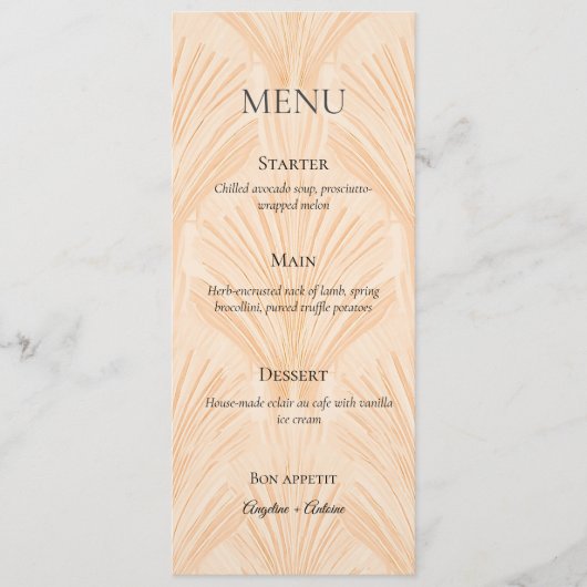 Champagne Tastes Elegant Minimalist Menükarte (Vorderseite)