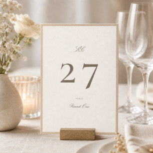 Champagne Taupe 5 x 7 Tischnummer für Hochzeit