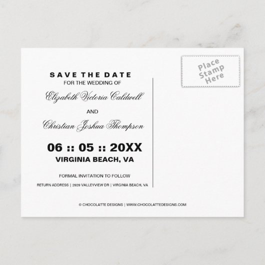 Champagne Theater Bill SAVE THE DATE Postcard Ankündigungspostkarte (Rückseite)