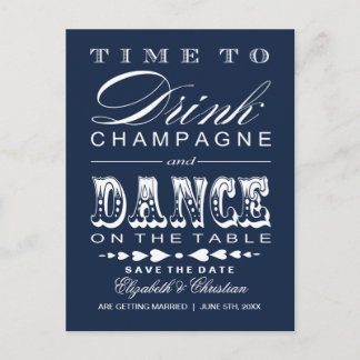 Champagne Theater Bill Save the Date Postcard Ankündigungspostkarte