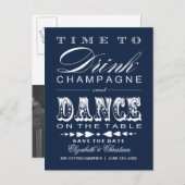 Champagne Theater Bill Save the Date Postcard Ankündigungspostkarte (Vorne/Hinten)