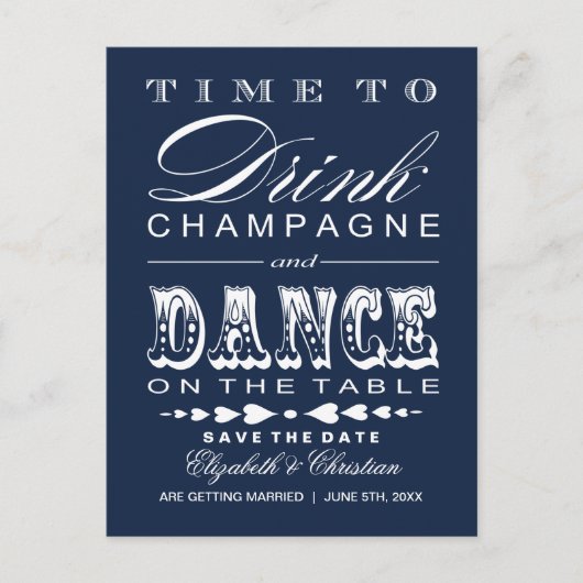 Champagne Theater Bill Save the Date Postcard Ankündigungspostkarte (Vorderseite)