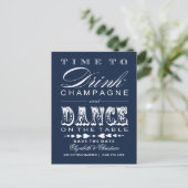 Champagne Theater Bill Save the Date Postcard Ankündigungspostkarte (Stehend Vorderseite)