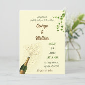 Champagne themed wedding einladung (Stehend Vorderseite)