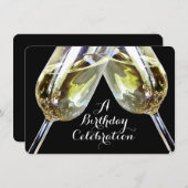 Champagne Toast 50. Geburtstag Einladung (Vorne/Hinten)