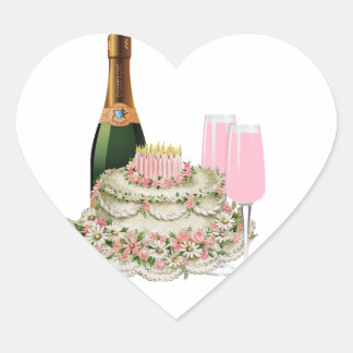 Champagne Toast Birthday Herz-Aufkleber