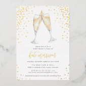 Champagne Toast | Brautparty Gold Folieneinladung (Vorderseite)