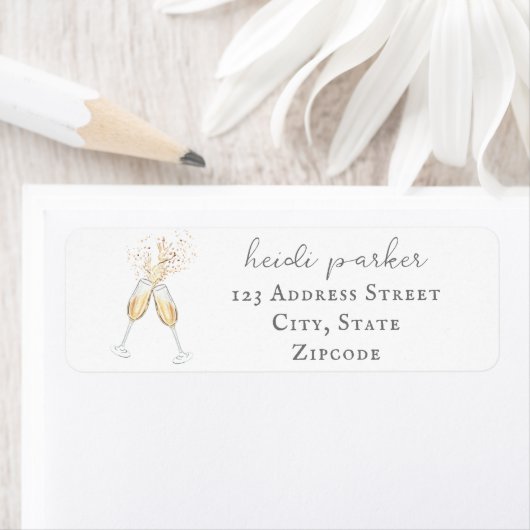 Champagne Toast Bubbly Rücksendeadresse (Insitu)