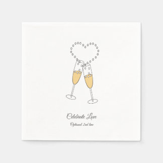 Champagne Toast Celebrate Liebe Napkins individuel Serviette
