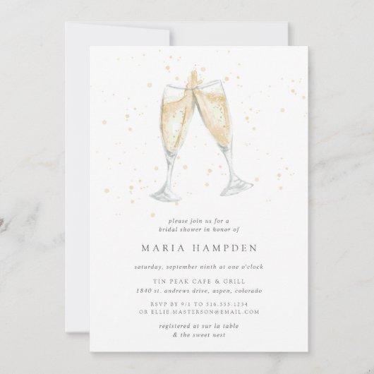 Champagne Toast | Einladung zur Brautdusche (Vorderseite)