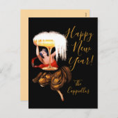 Champagne Toast Feiertagspostkarte (Vorne/Hinten)