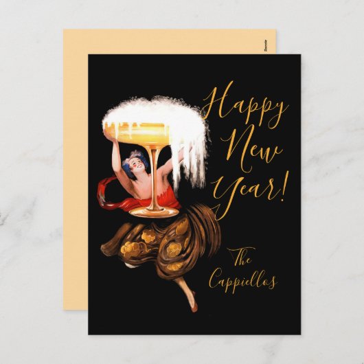 Champagne Toast Feiertagspostkarte (Vorne/Hinten)