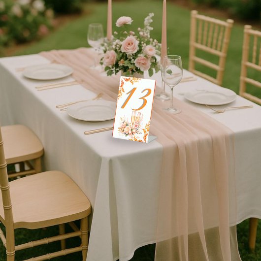 Champagne Toast Floral Bridal Shower Table Number  Sockelschild