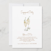 Champagne Toast Gold Text Engagement Party Einladung (Vorderseite)