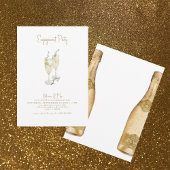 Champagne Toast Gold Text Engagement Party Einladung