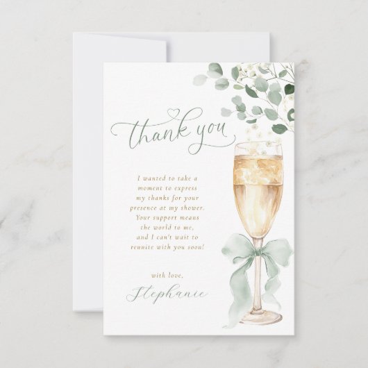 Champagne Toast Greenery Thank You Card Dankeskarte (Vorderseite)