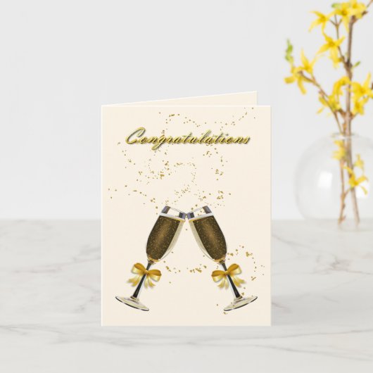 Champagne-Toast-Hochzeits-Glückwünsche Karte (Gelbe Blume)