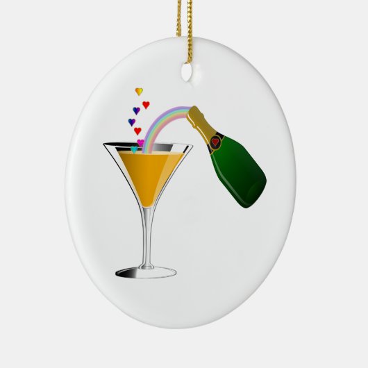 Champagne-Toast Keramikornament (Rechts)