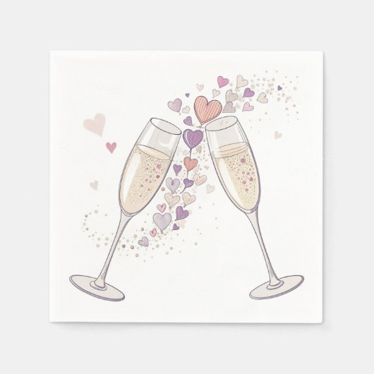 Champagne Toast Napkins - Herz und Blasen Serviette (Vorderseite)