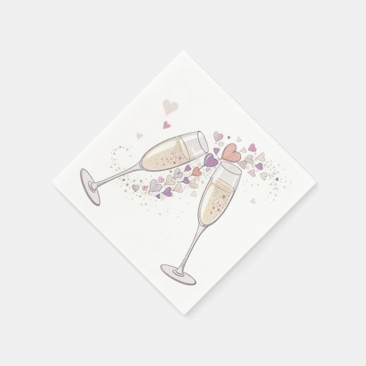 Champagne Toast Napkins - Herz und Blasen Serviette (Ecke)