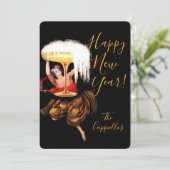 Champagne Toast New Year Feiertagskarte (Stehend Vorderseite)