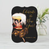 Champagne Toast New Year  Invitation Einladung (Stehend Vorderseite)