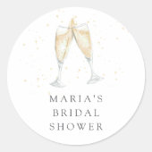 Champagne Toast Personalisiertes Brautparty Runder Aufkleber (Vorderseite)