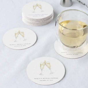 Champagne Toast Personalisiertes Brautparty Runder Pappuntersetzer