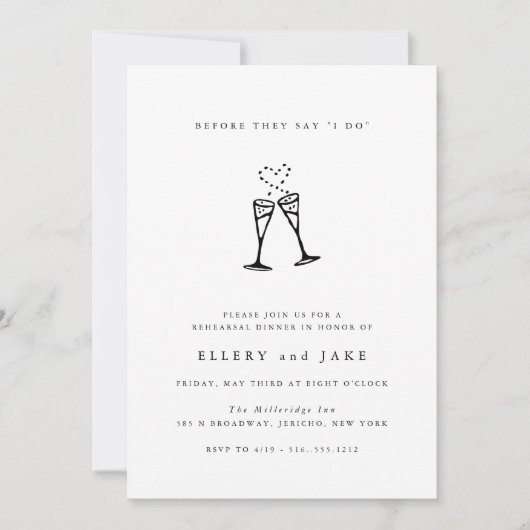 Champagne Toast Probe Dinner Einladung (Vorderseite)