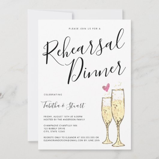 Champagne Toast Probe Dinner Einladung (Vorderseite)