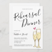 Champagne Toast Probe Dinner Einladung (Vorne/Hinten)