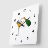 Champagne-Toast Quadratische Wanduhr (Winkel)