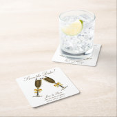 Champagne Toast Save the Date Rechteckiger Pappuntersetzer (Vor Ort)