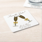Champagne Toast Save the Date Rechteckiger Pappuntersetzer (angewinkelt)