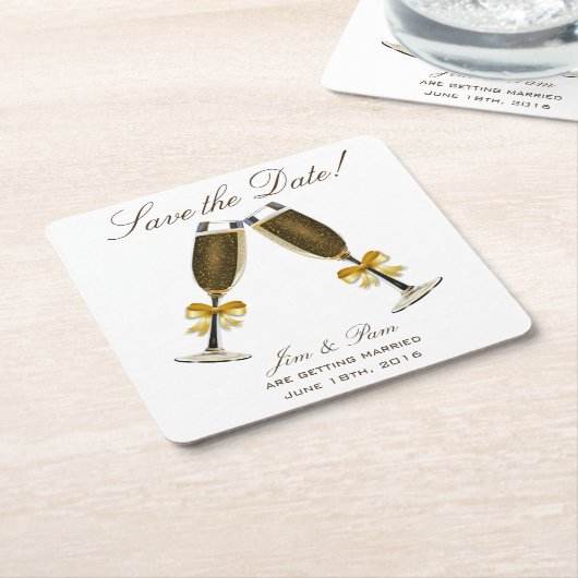 Champagne Toast Save the Date Rechteckiger Pappuntersetzer (angewinkelt)