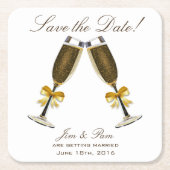 Champagne Toast Save the Date Rechteckiger Pappuntersetzer (Vorderseite)