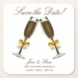 Champagne Toast Save the Date Rechteckiger Pappuntersetzer