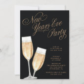 Champagne Toast Silvester Party Einladung (Vorderseite)