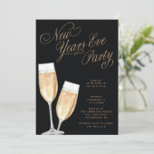 Champagne Toast Silvester Party Einladung (Stehend Vorderseite)