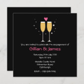 Champagne-Toast-Verlobungs-Party Einladung (Vorne/Hinten)