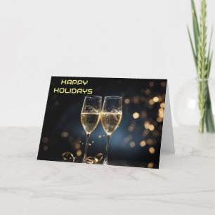 CHAMPAGNE TOAST ZU EINEM GLÜCKLICHEN CHRISTMAS FEIERTAGSKARTE