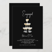 Champagne Tower Black Engagement Party Einladung (Vorne/Hinten)
