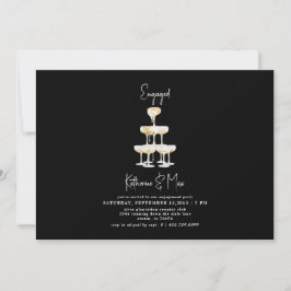 Champagne Tower Black Engagement Party III Einladung