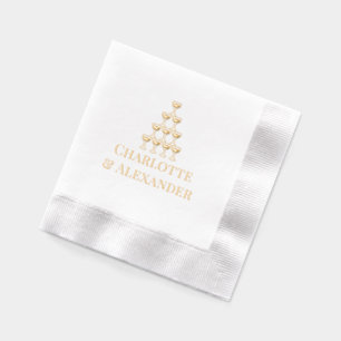 Champagne Tower Couple Bride Groom Names Servietten Mit Folie
