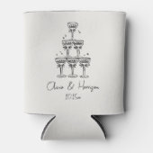 Champagne Tower Doodle Custom Name Wedding Dosenkühler (Vorderseite)