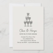 Champagne Tower Doodle Custom Name Wedding Einladung (Vorderseite)