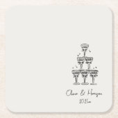 Champagne Tower Doodle Custom Name Wedding Rechteckiger Pappuntersetzer (Vorderseite)